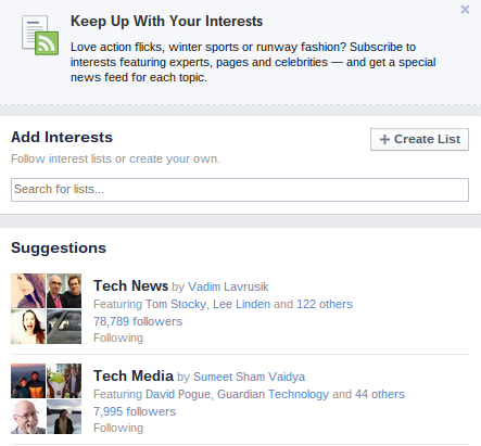 Facebook interesne liste