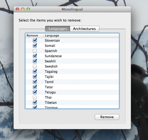 ukloni jezike iz sustava mac