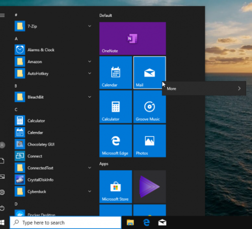 prilagođeni startni izgled u sustavu Windows 10