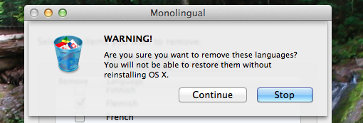 ukloniti jezike iz osx