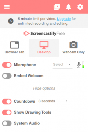 screencastify zvučni alat za snimanje u Chromebook