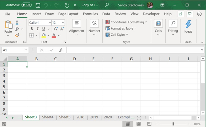 Točke Excel Scroll Tab