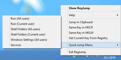 Windows Registry-skakač ladicu