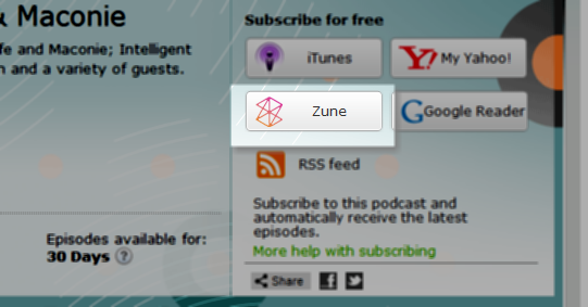 zune softver za upravljanje podcastom