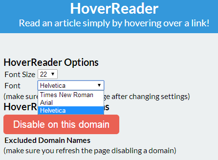 Prelazak mišem Reader-postavke