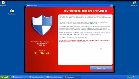 Primjer cryptolocker-