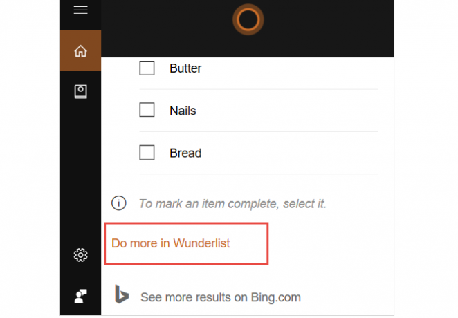 cortana autorizirati wunderlist učiniti više