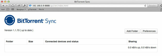 btsync-početni ekrana