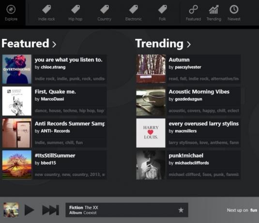 6 nevjerojatnih Windows 8 aplikacija za uživanje u videozapisima i glazbi, moderni stil Windows 8 Modern UI Best Music Apps 8Tracks