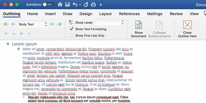 Kako napisati e-knjigu: Microsoft Word Outline prikaz