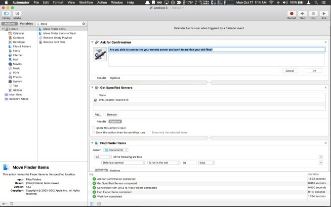 Alarm automata Mac Sierra Automator