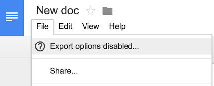 Opcije izvoza onemogućene su na Google disku