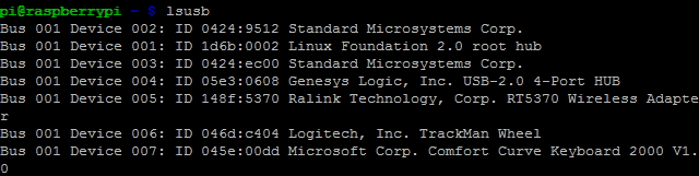 Upotrijebite lsusb za upoznavanje USB uređaja spojenih na Raspberry Pi