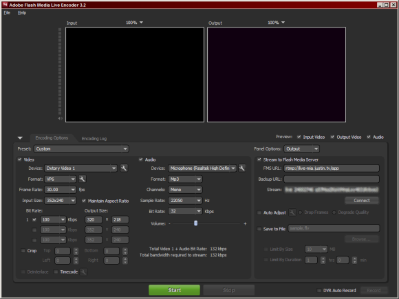 Flash Media Encoder stream video