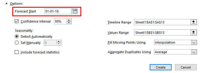 excel function function predviđanja povijesnih podataka predviđanja