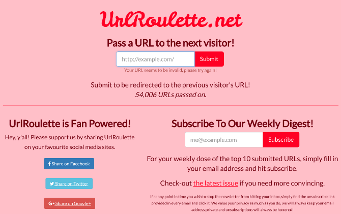 URL rulet, posrnuti alternativu