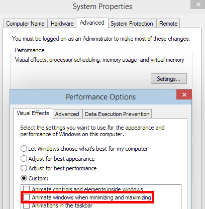 Opcije performansi sustava Windows 10