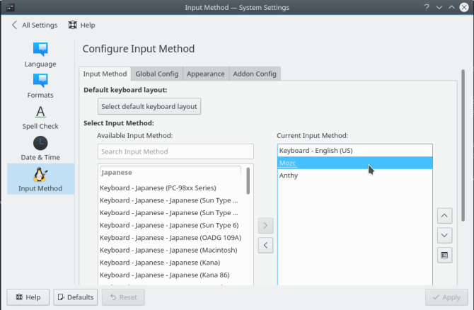 kde metoda regionalnog unosa config