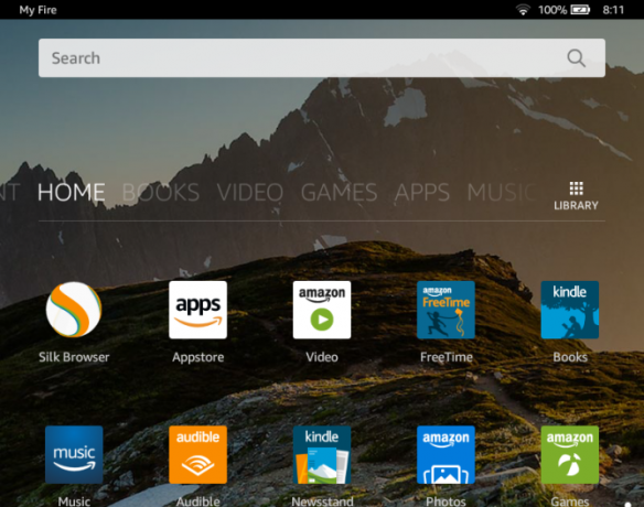 android verzije Amazon fire10 homecreen