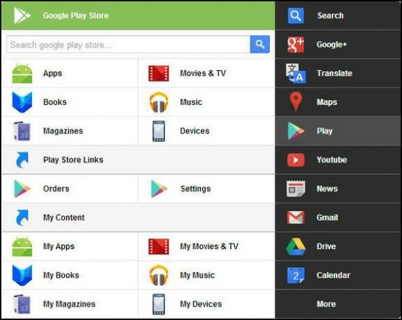 Crni izbornik: Pristupite svim Googleovim uslugama unutar jednog izbornika [Chrome] Play Store