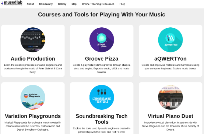 MusEDLab NYU-a uči vas kako besplatno stvarati pjesmu na mreži s mini web stranice Play With Your Music koja koristi glazbu Petera Gabrijela 