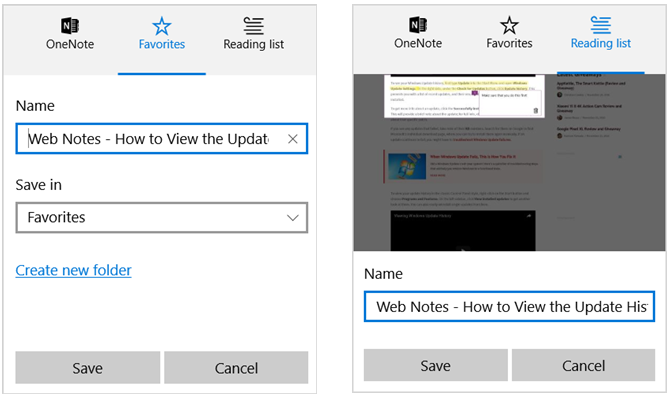 web note save microsoft edge