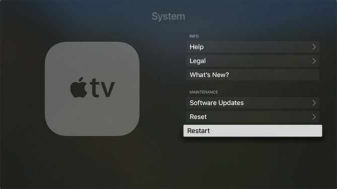 Ponovo pokrenite Apple TV