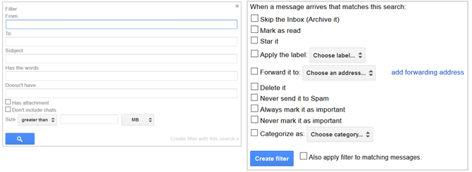 gmail postavke stvaraju filter