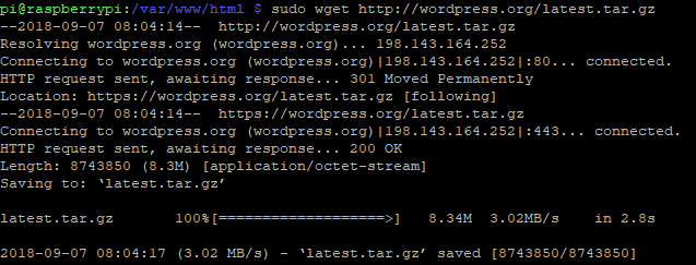 Preuzmite WordPress s wget-om