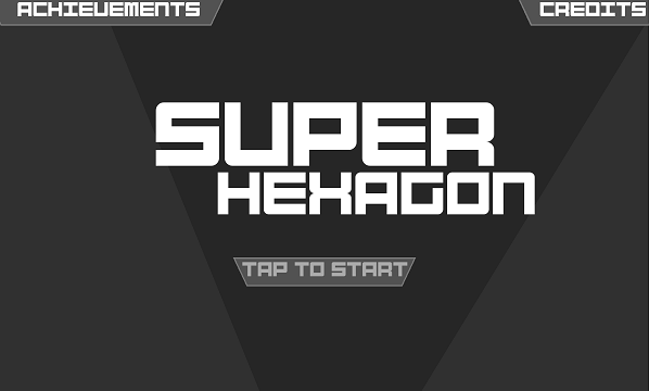 Početni ekran Super Hexagon