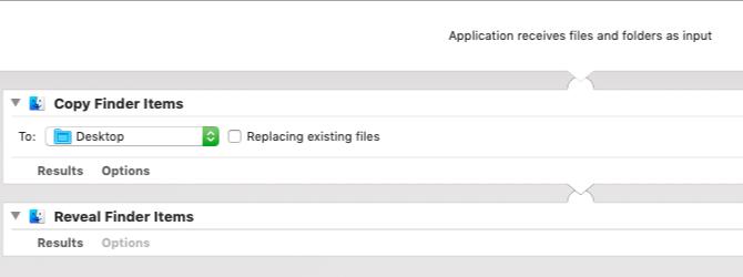Aplikacija Automator za kopiranje odabranih stavki u određenu mapu na Macu