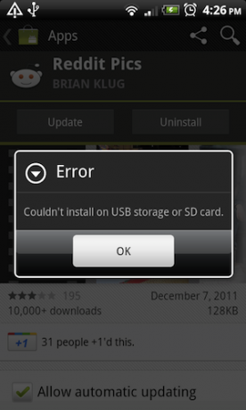android pogreška instalacije