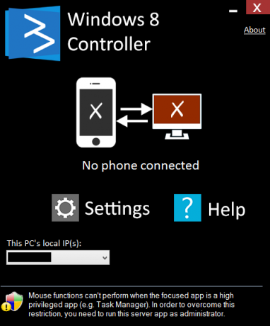 Win8-Controller-Server-aplikacija