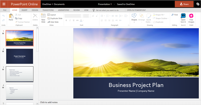 usporedba powerpoint online vs. powerpoint 2016