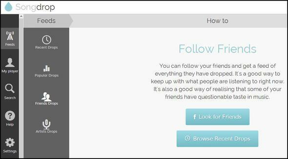 Songdrop: Vaša besplatna i najdraža usluga čuvanja pjesama o kojoj dosad niste ni znali, Songdrop feedovi Prijatelji kapi slijede prijatelje