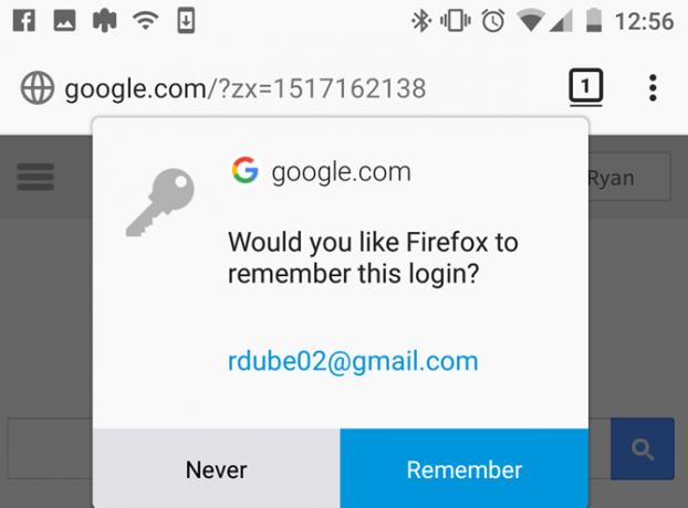 firefox na androidu - prijava