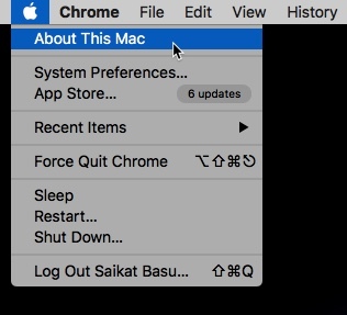 Mac izbornik (Kliknite ikonu Applea)