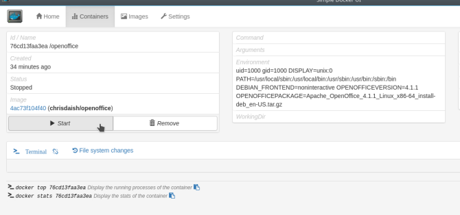 Kako sigurno testirati aplikacije za radnu površinu u sigurnom spremniku pomoću Docker docker simpleui spremnika start 670x314