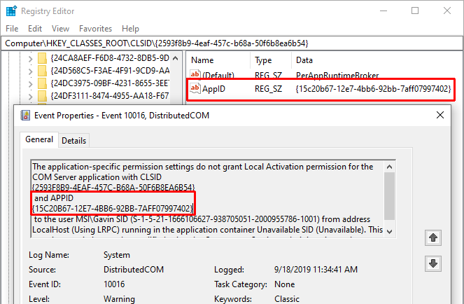 dcom error 10016 windows registar odgovara APPID