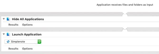 Aplikacija Automator za skrivanje aktivnih aplikacija i pokretanje nove aplikacije na Macu