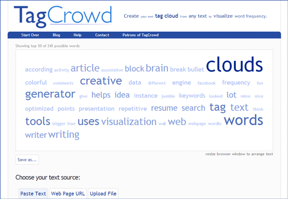 Kreativne uporabe - Word Cloud