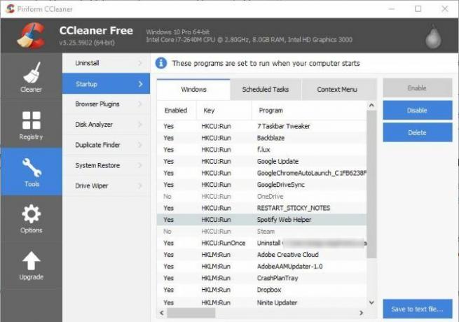 6 CCleaner savjeti i trikovi za učinkovito čišćenje računala 02 CCleaner Onemogućite stavke za pokretanje