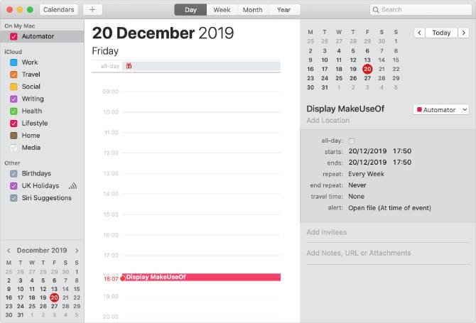 Alarm automatskog kalendara za otvaranje web stranice