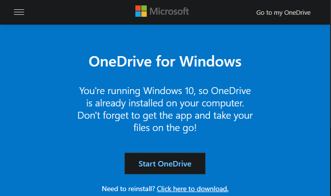 Web-mjesto Windows 10 OneDrive