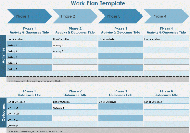 Predložak vremenske trake radnog plana programa Excel