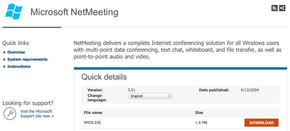 Predlažem ti svoj šešir, Microsoft NetMeeting downloadnetmeet