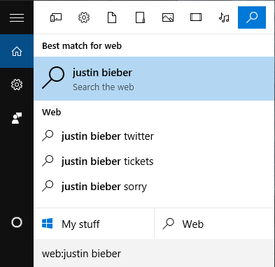 web pretraživač filtra za Windows