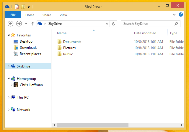 SkyDrive-u-file-istraživač na Windows 8.1