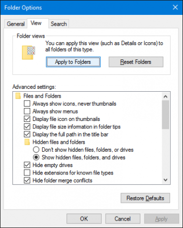 Opcije mape programa Windows 10 File Explorer