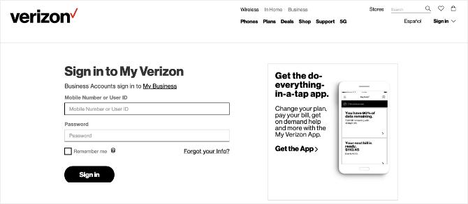 Oznaka početne stranice Verizon